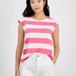Women's Striped Extended-Sleeve Crewneck T-Shirt