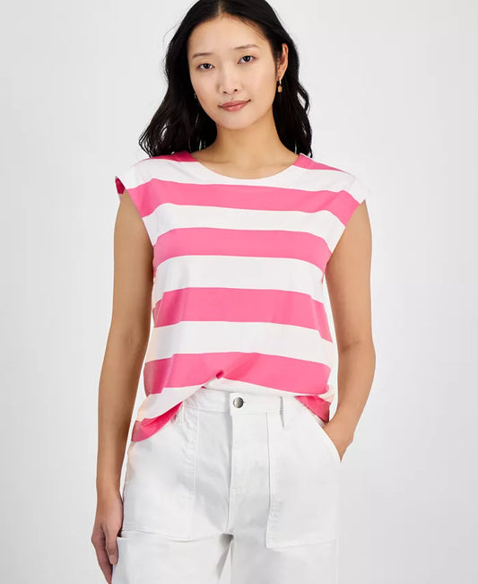 Women's Striped Extended-Sleeve Crewneck T-Shirt
