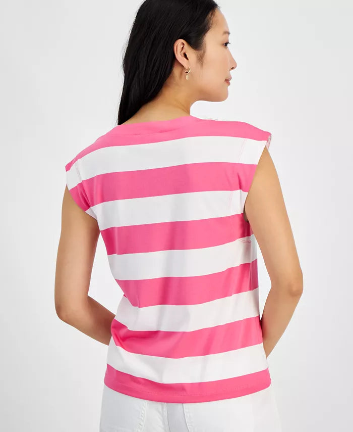 Women's Striped Extended-Sleeve Crewneck T-Shirt