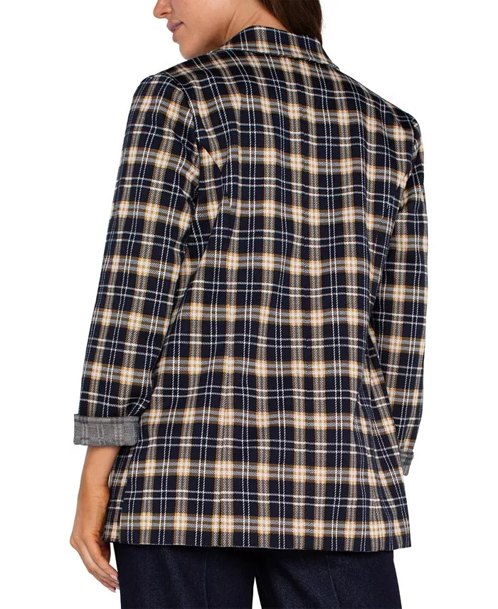 Women's Plaid Knit Boyfriend Blazer