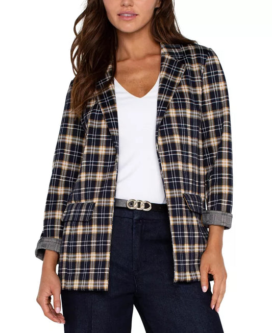 Women's Plaid Knit Boyfriend Blazer