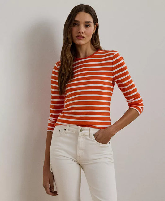 Women's Striped Stretch Cotton Long-Sleeve Tee