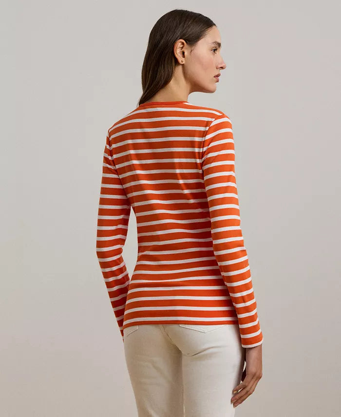 Women's Striped Stretch Cotton Long-Sleeve Tee