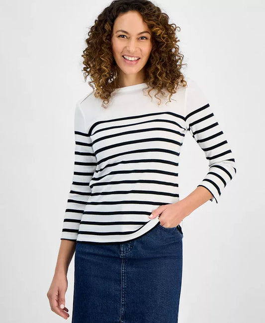 Petite Nautical Stripe Cotton Knit Top