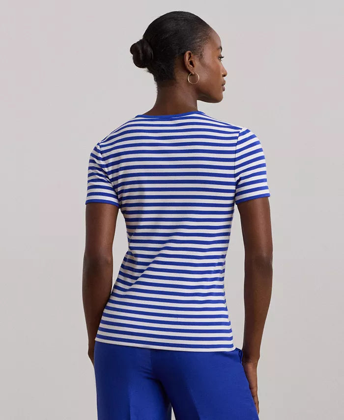 Women's Striped Stretch Cotton Crewneck Tee