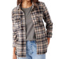 Juniors' Zuma Button-Front Plaid Sleeve Shirt