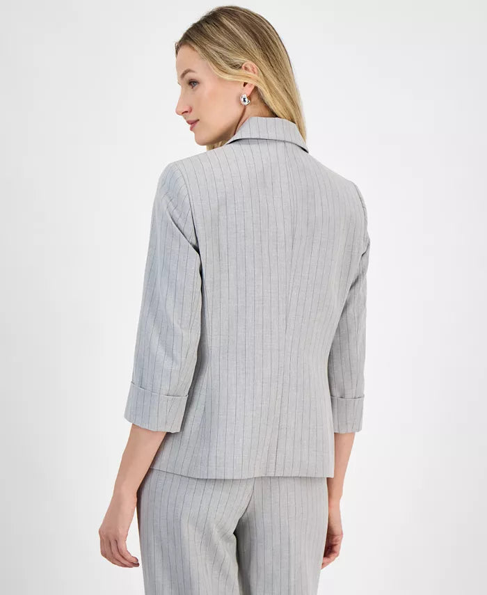 Women's Pinstriped One-Button Blazer, Regular and Petite Sizes