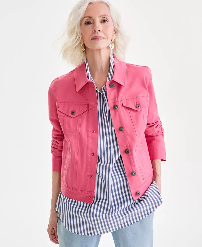 Pink Cotton Denim Trucker Jacket