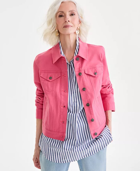 Pink Cotton Denim Trucker Jacket