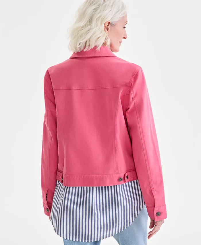 Pink Cotton Denim Trucker Jacket