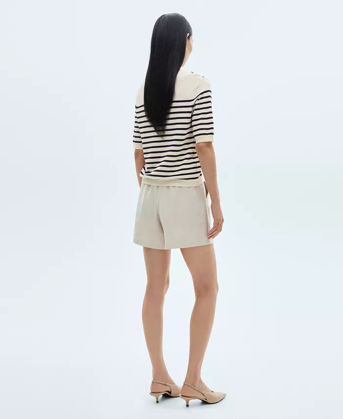 Women's Buttoned Striped T-Shirt