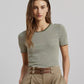 Women's Striped Stretch Cotton Crewneck Tee