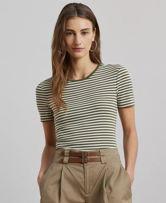 Women's Striped Stretch Cotton Crewneck Tee