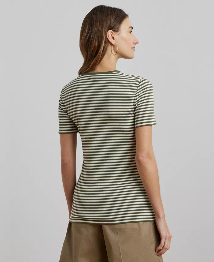 Women's Striped Stretch Cotton Crewneck Tee