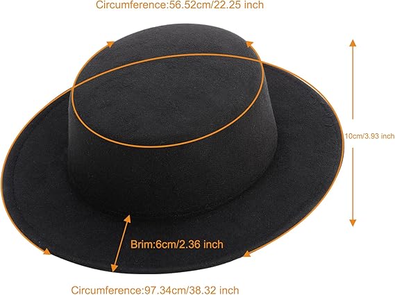 Fashion Classic Black Fedora Flat Hat