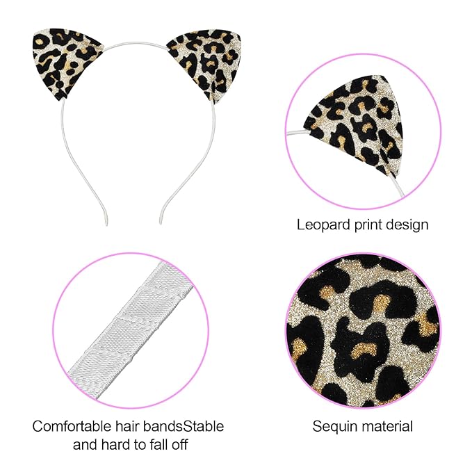 Halloween Leopard Sequin Cat Ears
