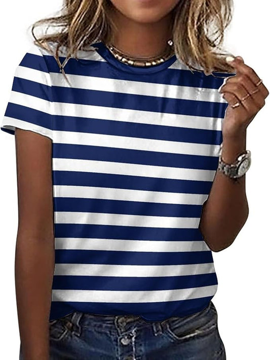 Blue and White Striped Tee