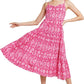 Cotton Printed Smocking Flared/A-Line Dress for Women