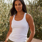White Sleeveless Ribbed Crew Necked Top