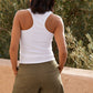 White Sleeveless Ribbed Crew Necked Top