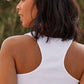 White Sleeveless Ribbed Crew Necked Top