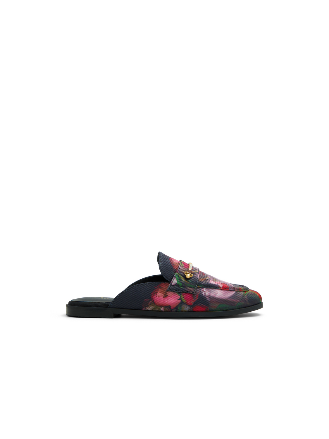 Floral Print Textured Mule Loafers