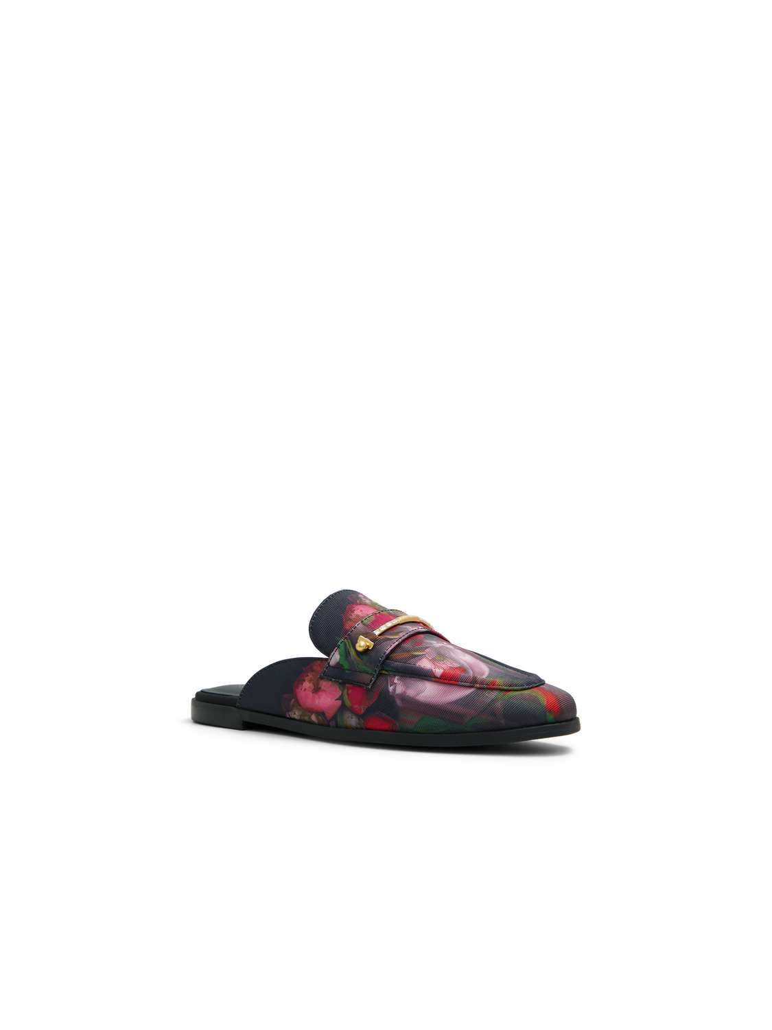 Floral Print Textured Mule Loafers