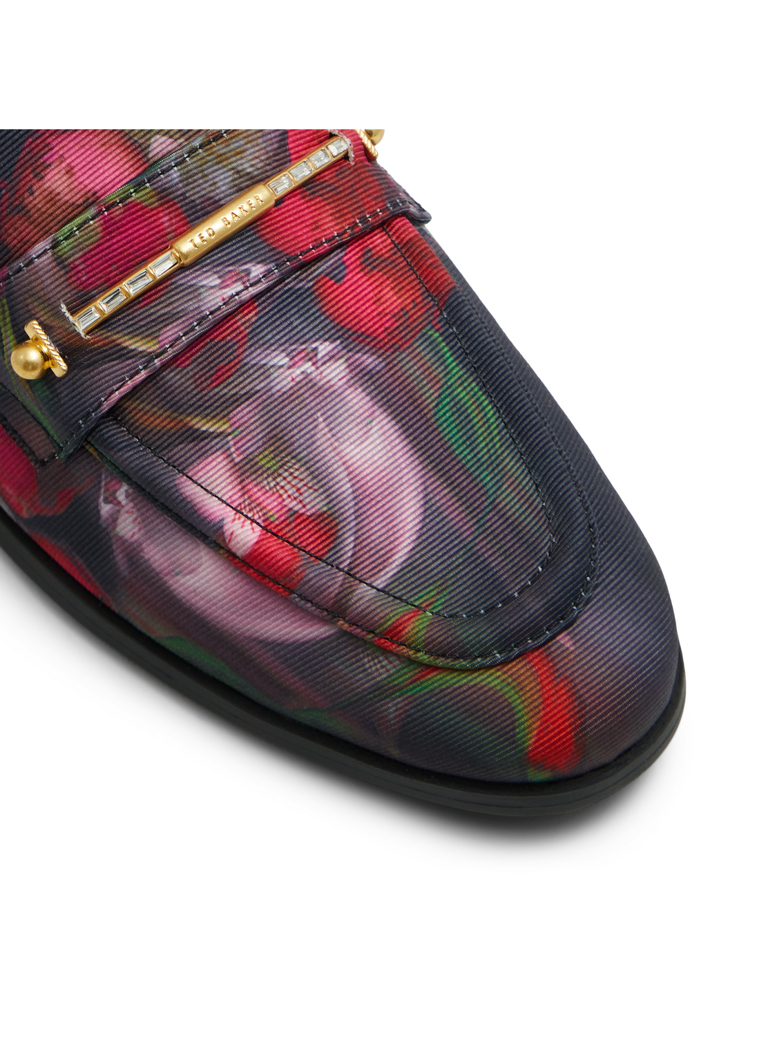 Floral Print Textured Mule Loafers