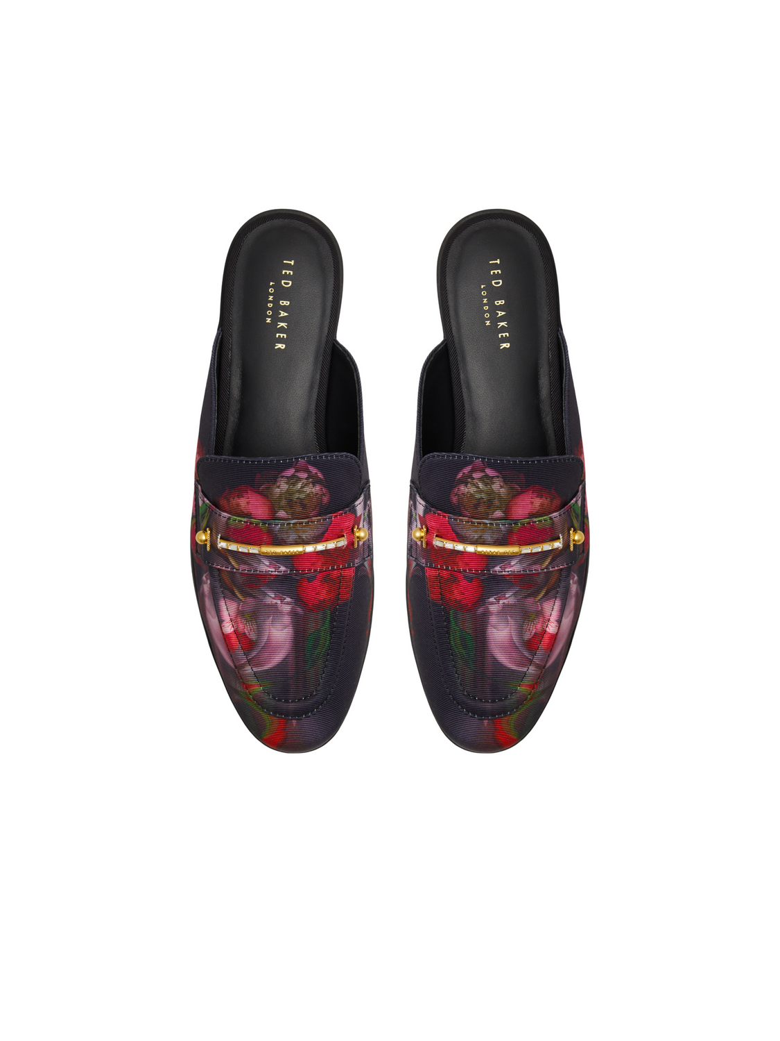 Floral Print Textured Mule Loafers