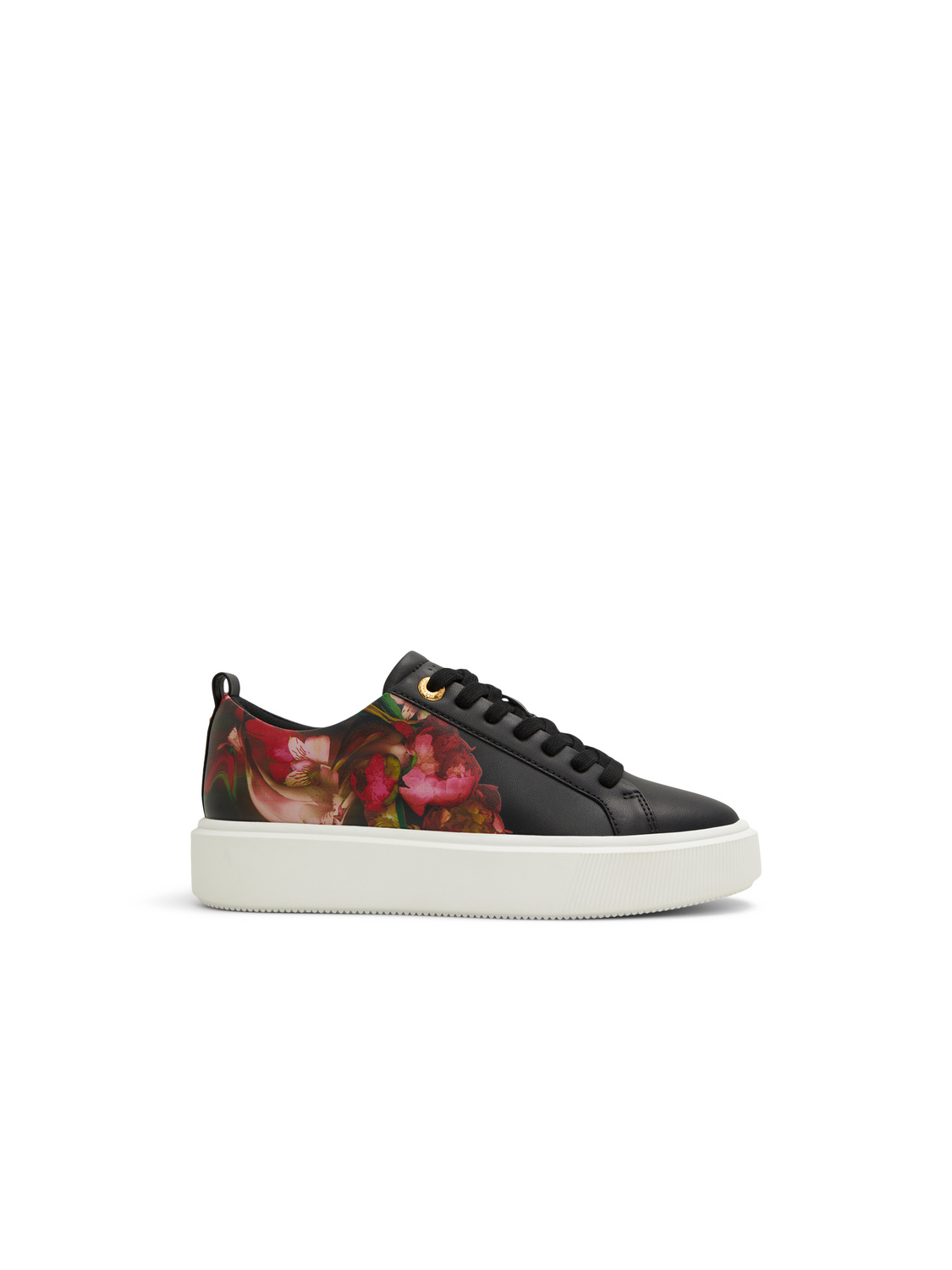 Floral Detail Leather Platform Sneakers