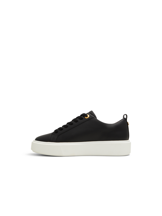 Floral Detail Leather Platform Sneakers