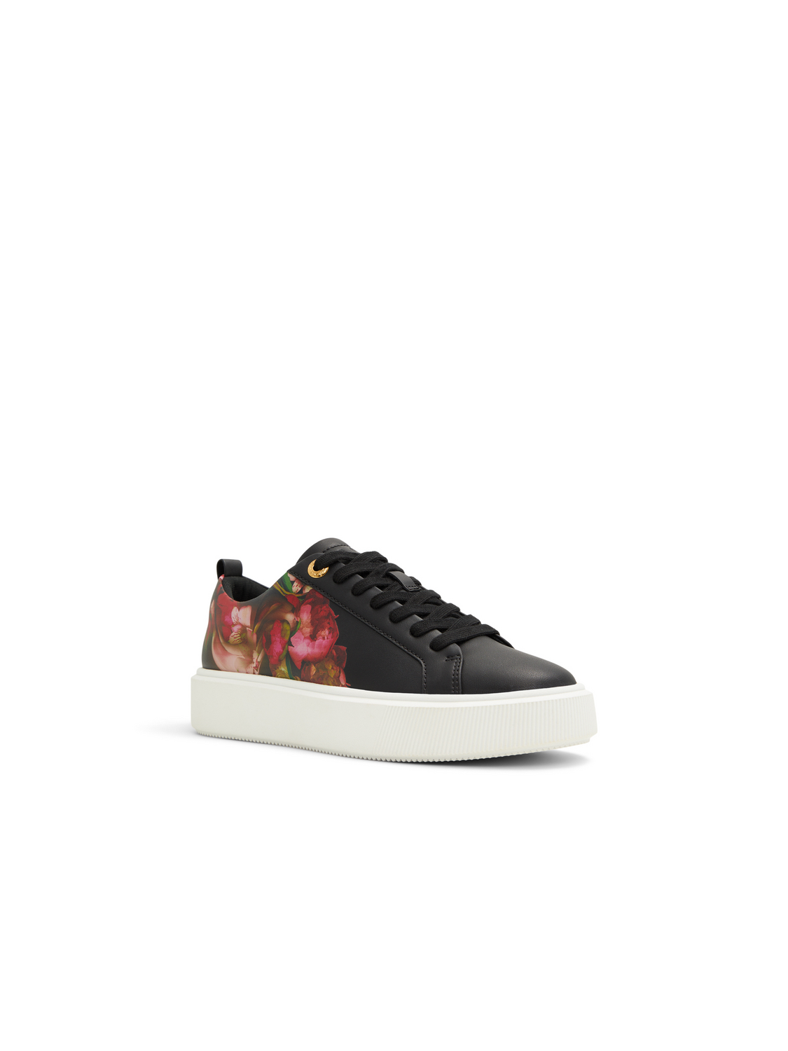 Floral Detail Leather Platform Sneakers