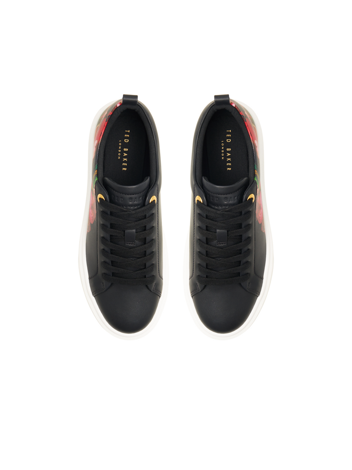 Floral Detail Leather Platform Sneakers