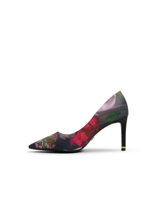 Floral Print Pointed Toe Heeled Pumps