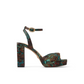 Printed Satin Block Heeled Sandals