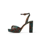 Printed Satin Block Heeled Sandals