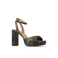 Printed Satin Block Heeled Sandals