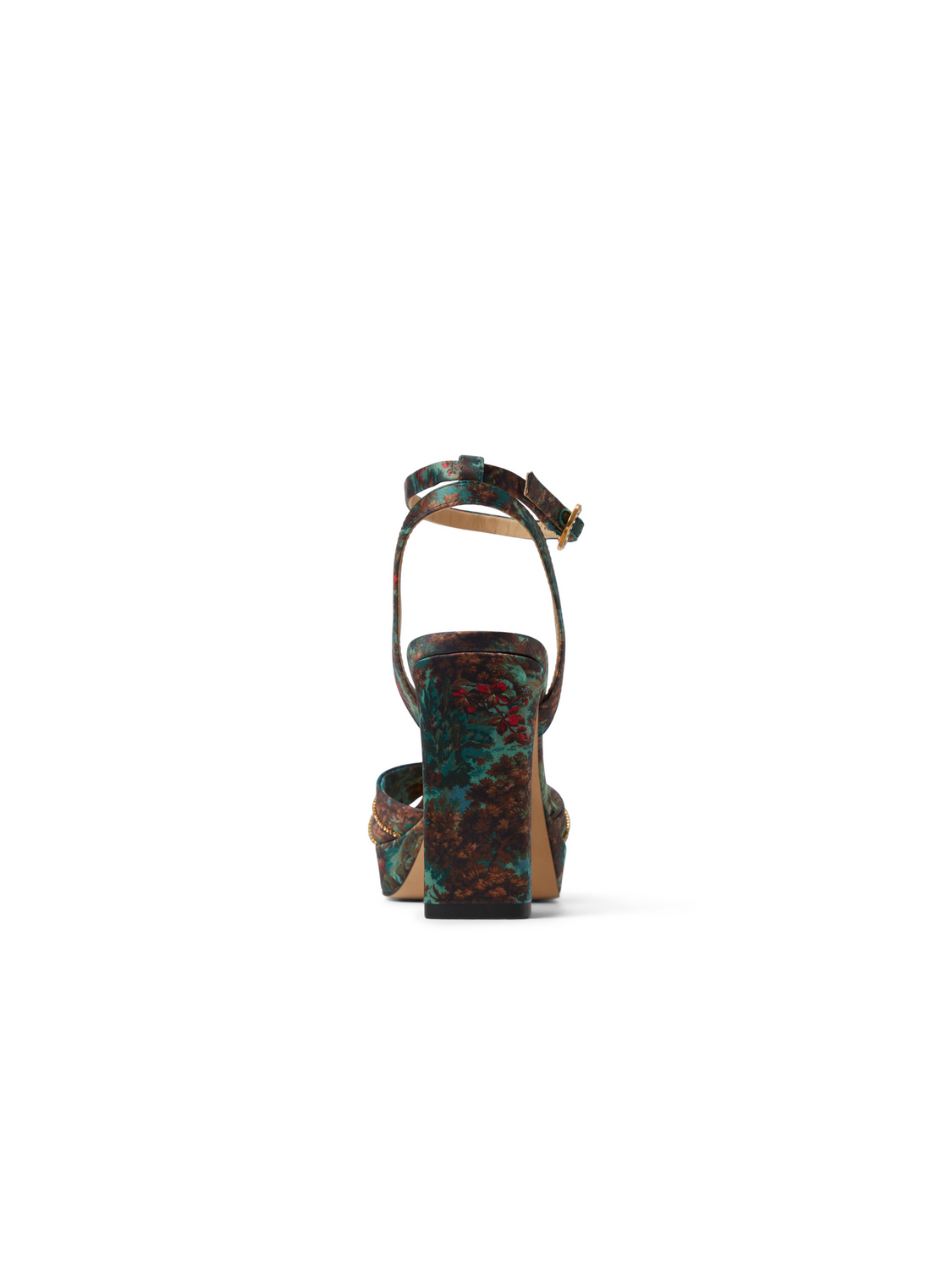 Printed Satin Block Heeled Sandals