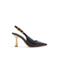 T Buckle Leather Slingback Heeled Pumps