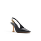 T Buckle Leather Slingback Heeled Pumps