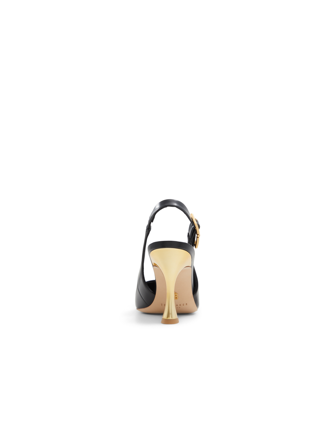 T Buckle Leather Slingback Heeled Pumps