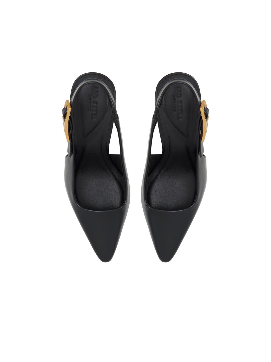 T Buckle Leather Slingback Heeled Pumps