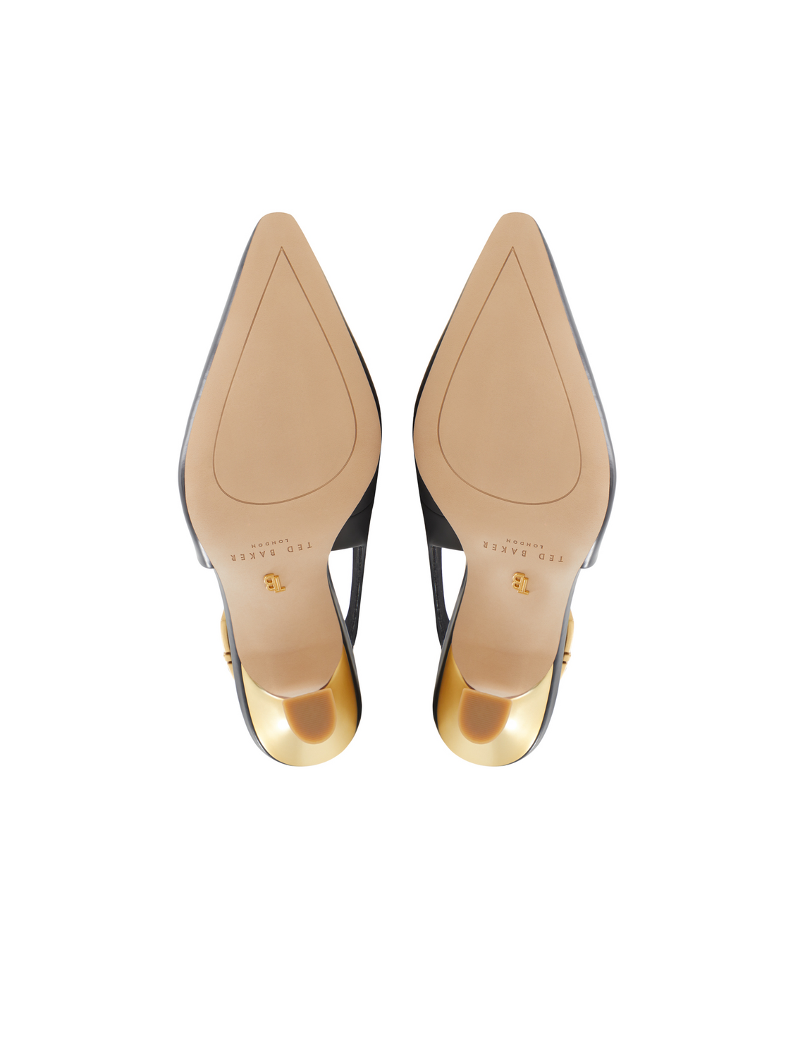 T Buckle Leather Slingback Heeled Pumps