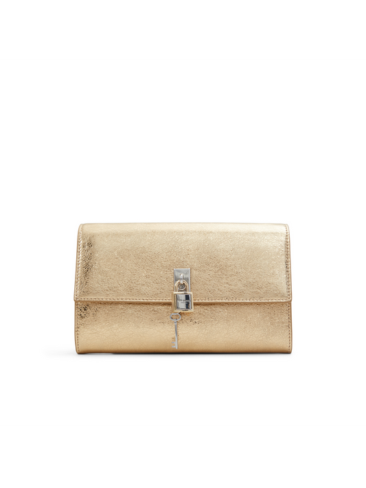 Metallic Leather Padlock Crossbody Bag