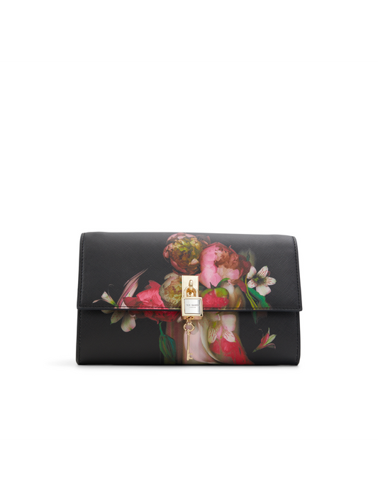 Floral Print Padlock Crossbody Bag