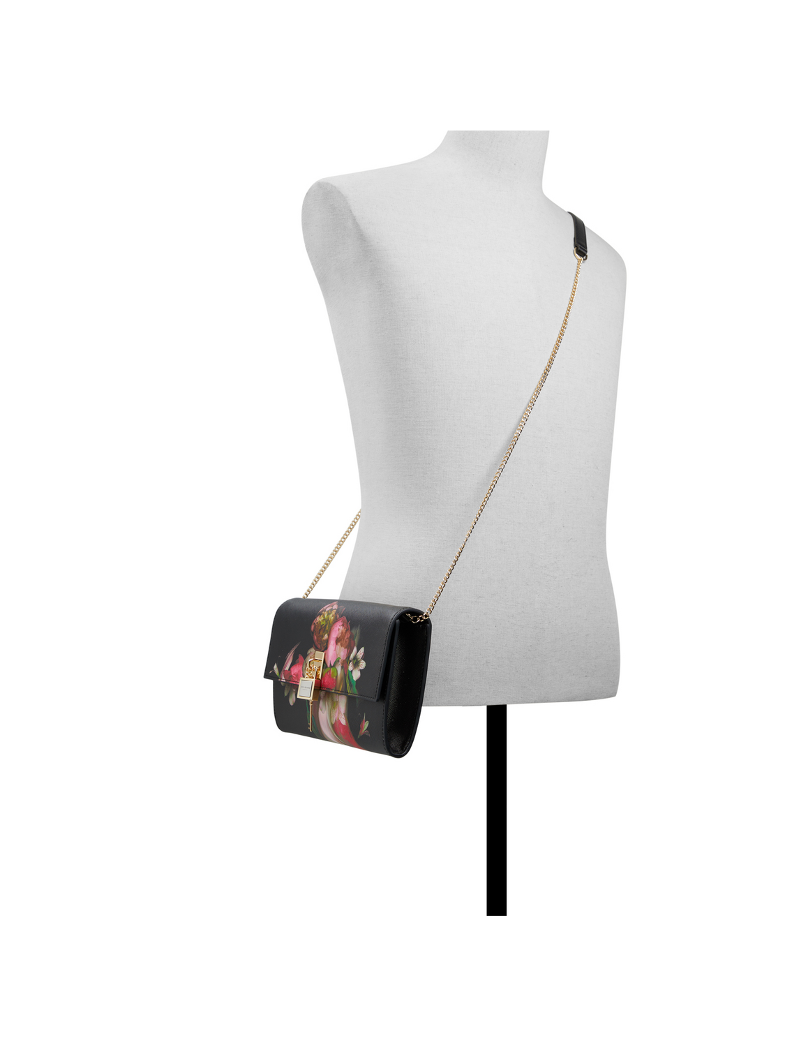 Floral Print Padlock Crossbody Bag