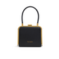 Leather Metal Frame Top Handle Bag