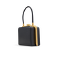 Leather Metal Frame Top Handle Bag