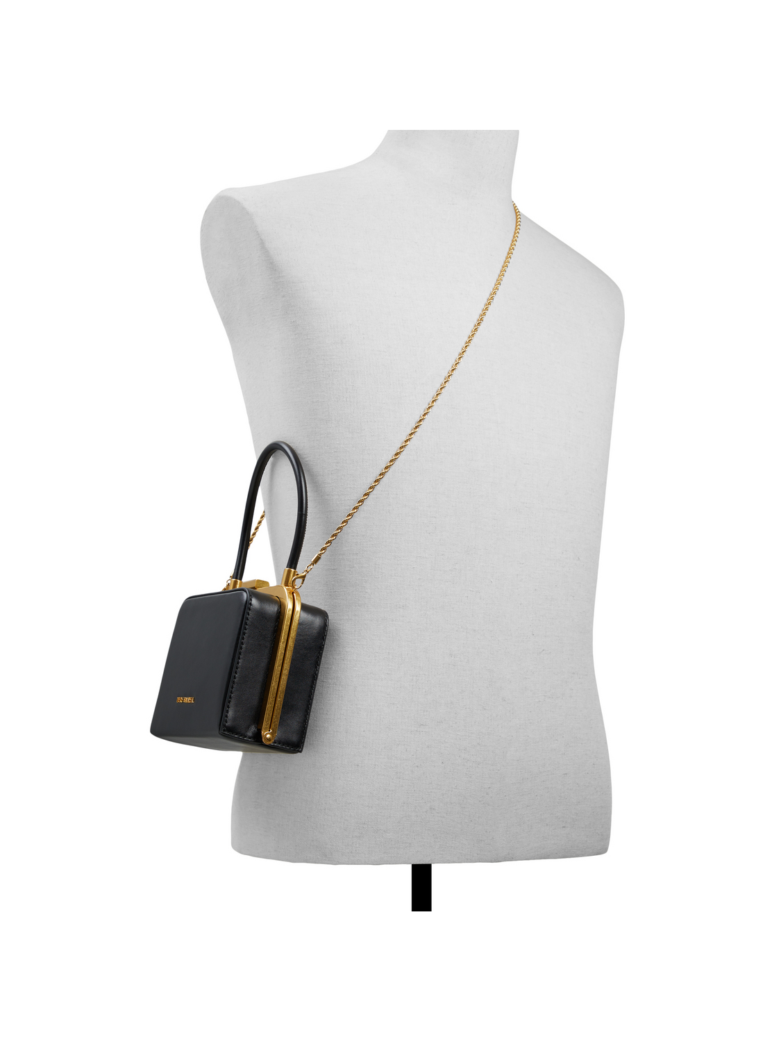 Leather Metal Frame Top Handle Bag
