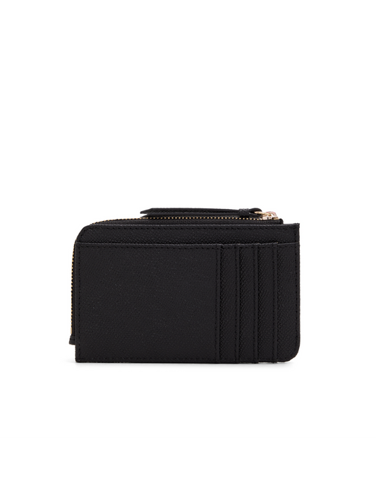 Key Charm Zipped Leather Card Holder